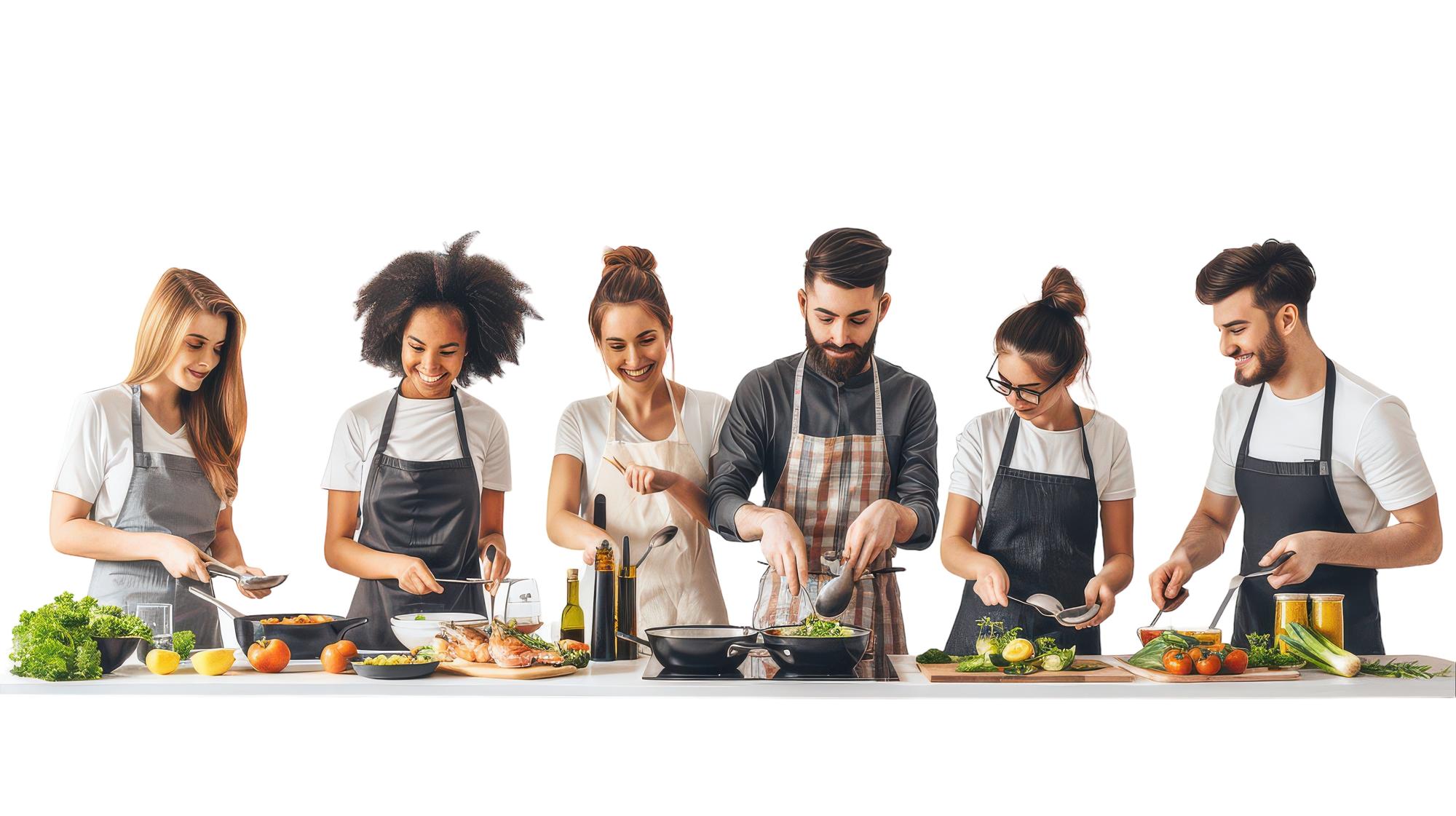 Chef demonstrating cooking to small group