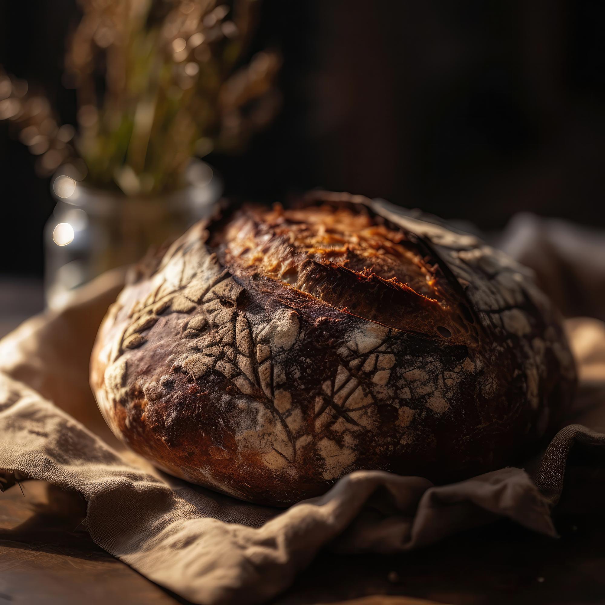 Close-up artisan bread loaf